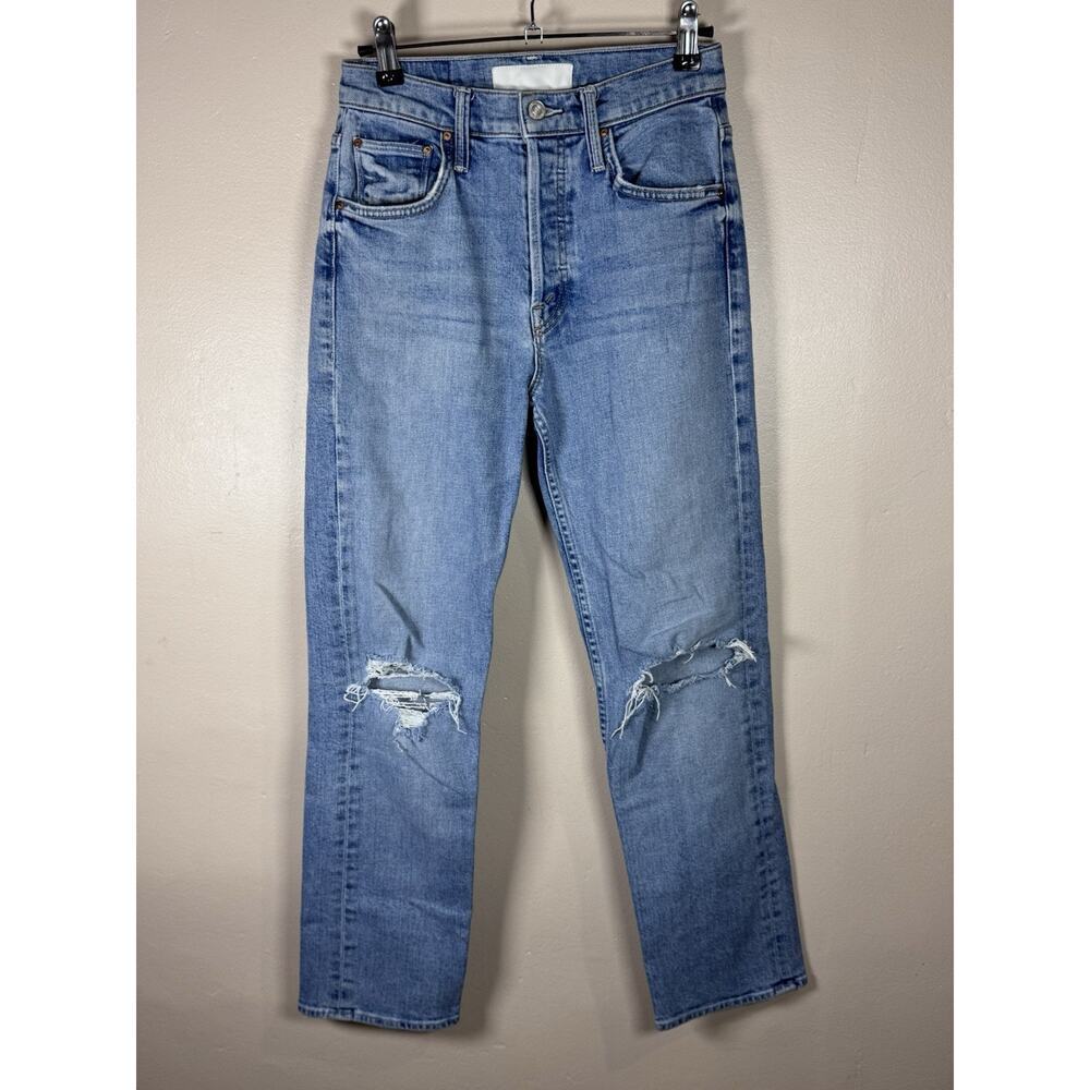 Mother Superior The Tom Cat Ankle Jeans High Rise Straight Leg Distressed 25